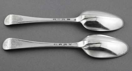 Rat Tail Hanoverian Tablespoons (Pair) - Ridge and Brooke Family Armorial